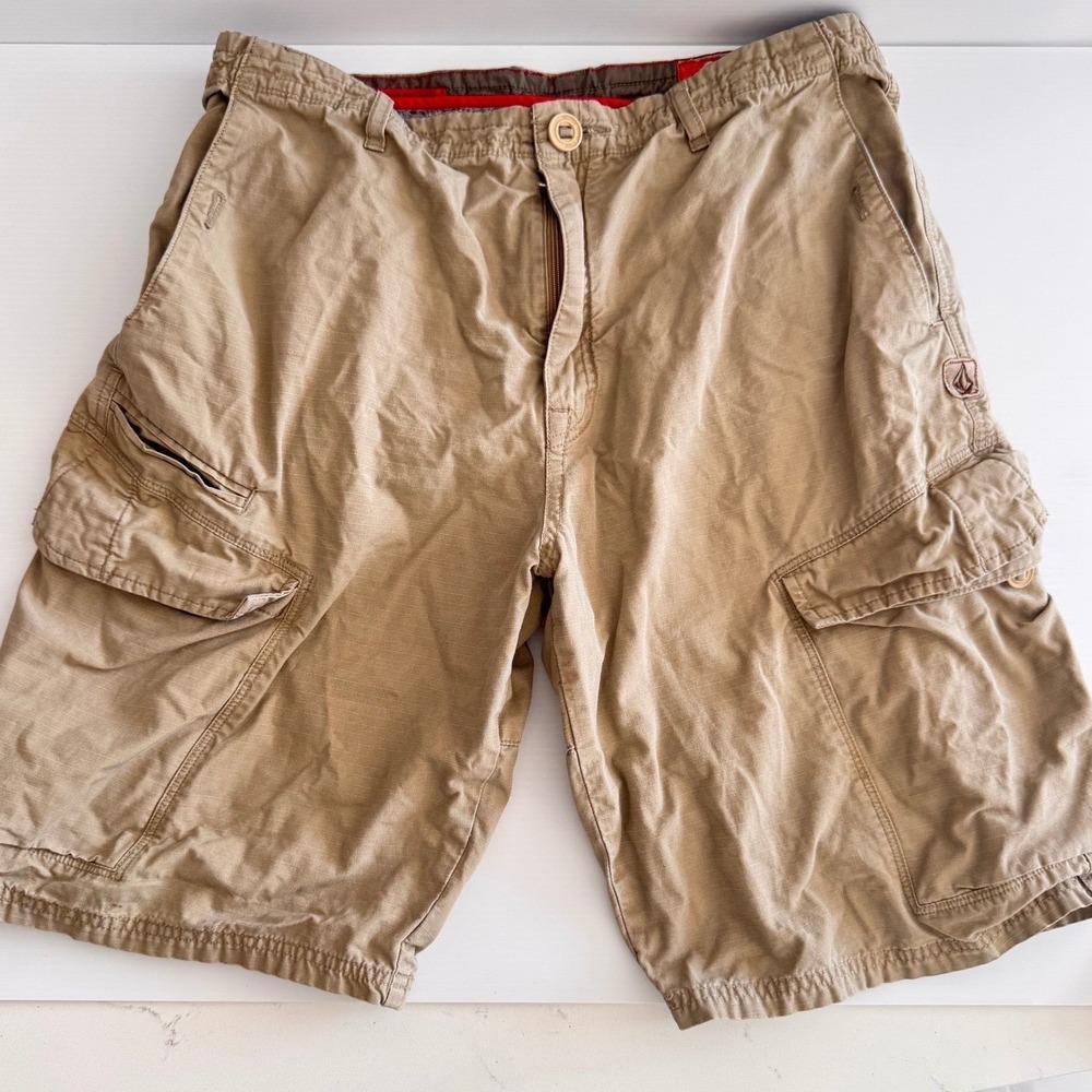 Volcom Scout Cargo Shorts Mens 36 Khaki Tan  Hiking Outdoor‎ Pockets Vintage Y2K